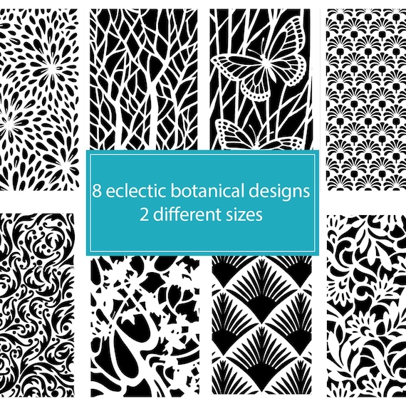 Artisan Botanical Stencil Collection • 8 Detailed Designs • Reusable Mylar Craft Stencils