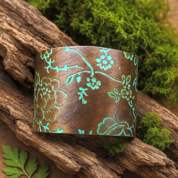 Rosebud polymer clay cuff