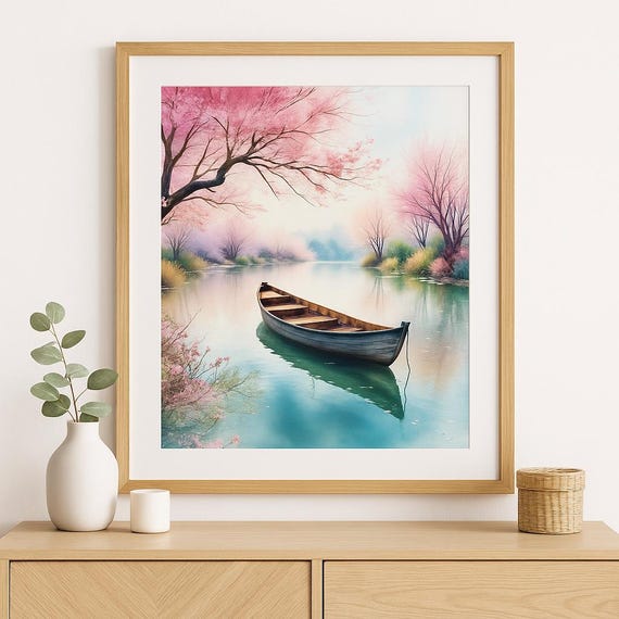 Tranquil Spring River – Art Print on Canvas