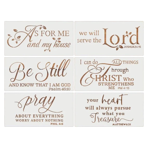 Inspirational Quote Stencil Set | 6 Reusable Stencils with Uplifting Verses | DIY Wood Signs, Canvas & Home Décor