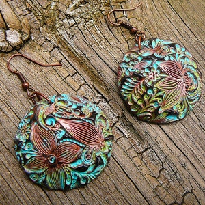 Flower doodle polymer clay earrings image 2