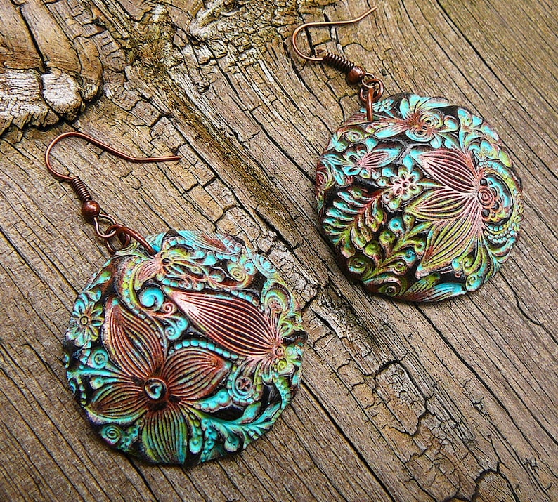 Flower Doodle Polymer Clay Earrings Etsy