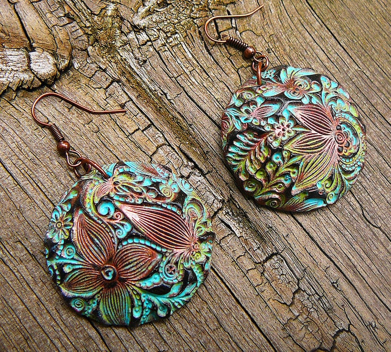 Flower doodle polymer clay earrings image 2