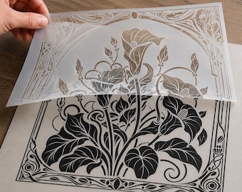 Art Nouveau Calla Lily Stencil | Reusable Floral Wall & Furniture Painting Template