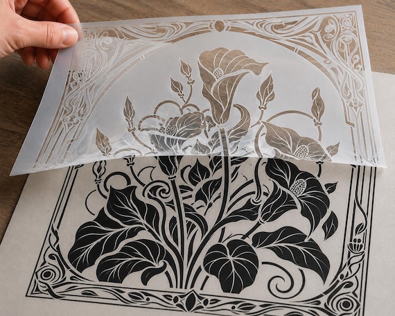 Art Nouveau Calla Lily Stencil | Reusable Floral Wall & Furniture Painting Template