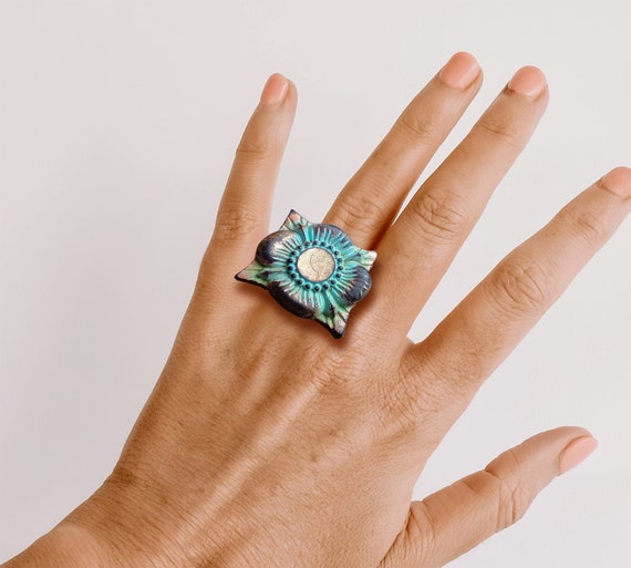 Aged polymer clay ring