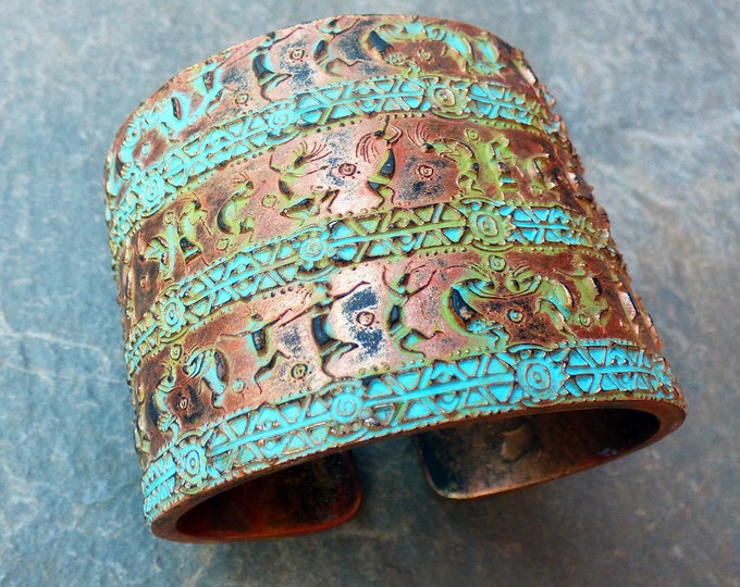 Kokopelli polymer clay bracelet cuff