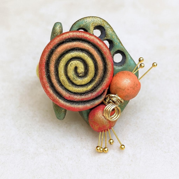 Whimsical Polymer Clay Ring– One-of-a-Kind Artisan Jewelry