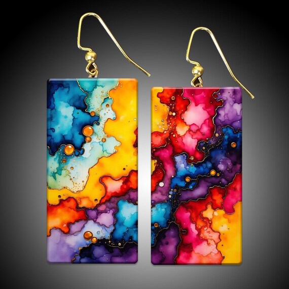 Abstract art handmade polymer clay earrings