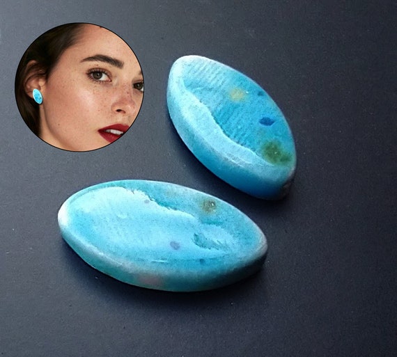 One-of-a-kind asymmetrical ceramic stud earrings