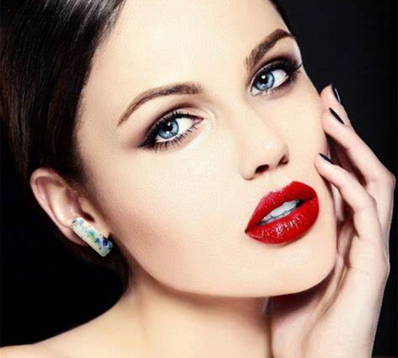 One-of-a-kind asymmetrical ceramic stud earrings
