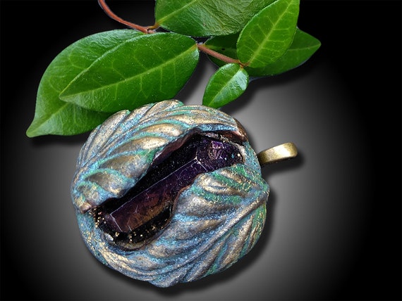 Vintage polymer clay pendant