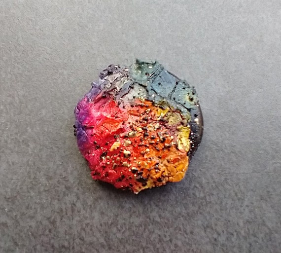 One-of-a-kind organic distressed polymer clay cabochon