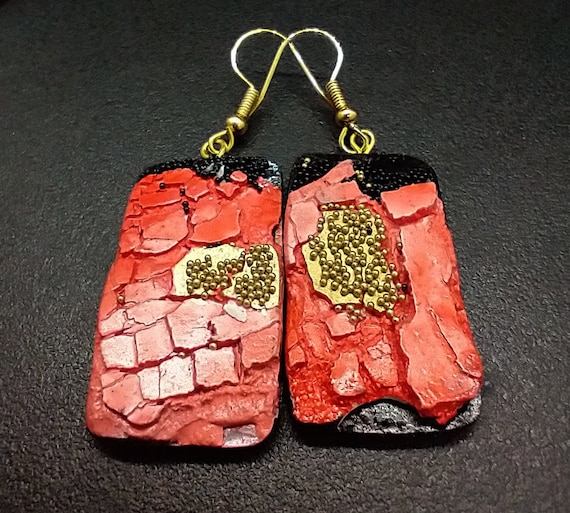 One-of-a-kind organic and distressed art earrings