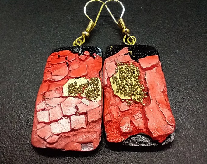 One-of-a-kind organic and distressed art earrings