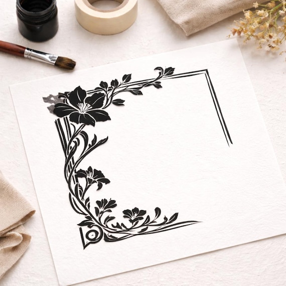 Art Nouveau Stencils Set • Reusable Mylar • Floral Corner Stencil Set • Different Sizes