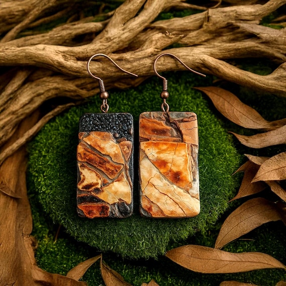 Shards Handmade Organic One-of-a-kind Polymer Clay Designer Earrings