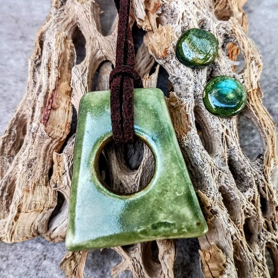 One-of-a-kind ceramic set of pendant and earrings