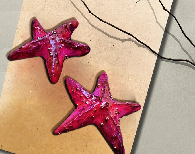 One-of-a-kind Summer of love polymer clay sea stars earrings