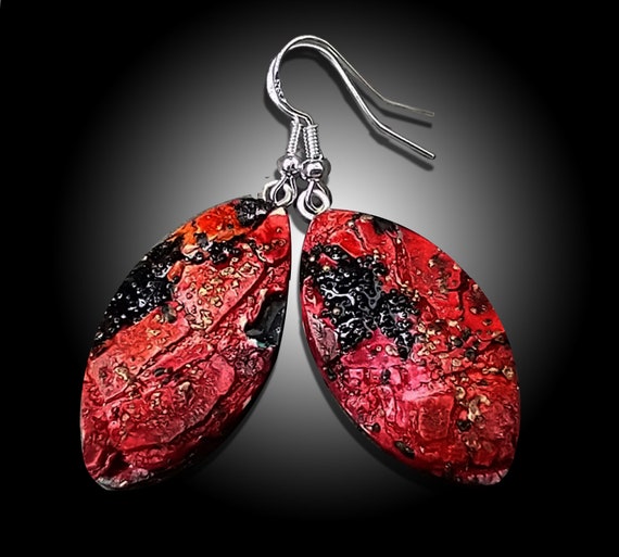 One-of-a-kind organic distressed polymer clay earrings