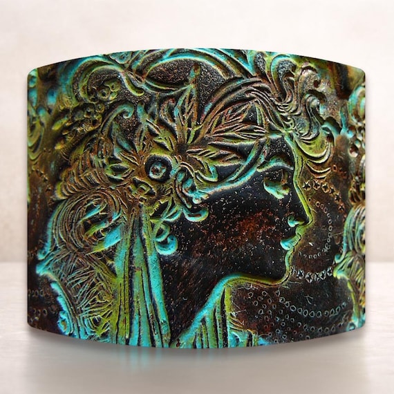 Goddess polymer clay cuff bracelet