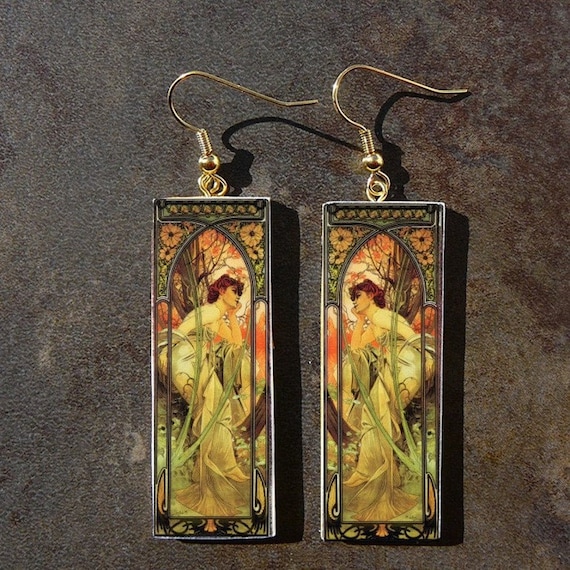 Art Nouveau polymer clay earrings