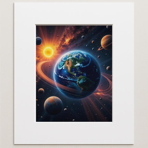 Cosmic Wonders: Vibrant Earth & Celestial Bodies Art Collection