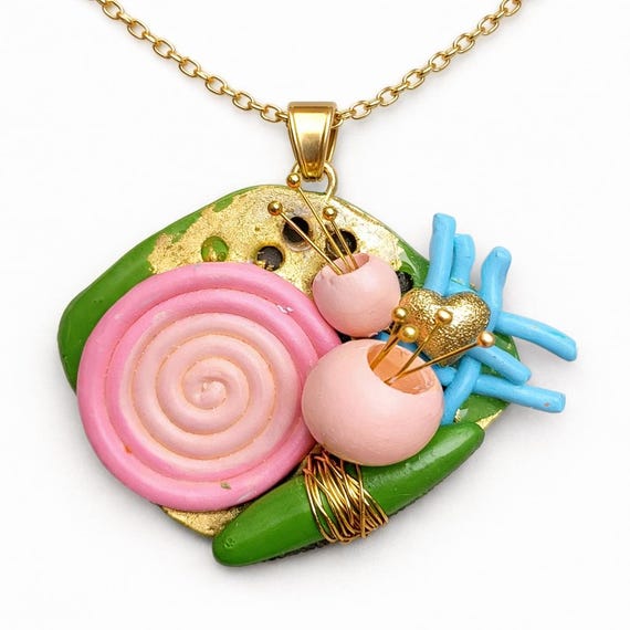 Handmade Polymer Clay Statement Necklace • Modern Abstract Art Jewelry