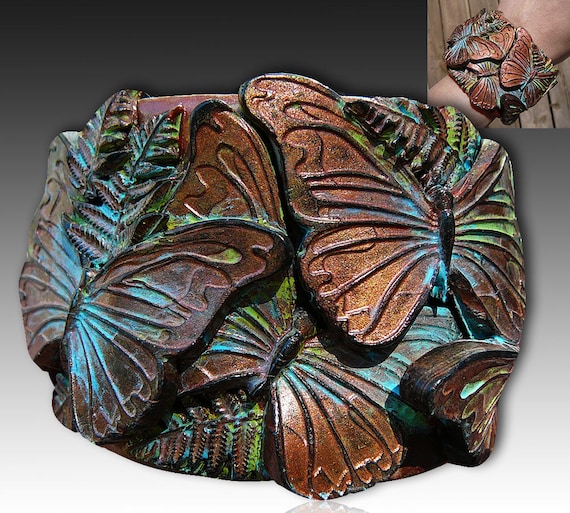 Adi's butterflies polymer clay cuff bracelet