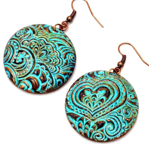 Hearts doodle polymer clay earrings