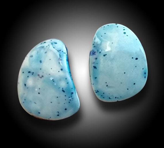 Ceramic convex-shaped earrings, one-of-a-kind