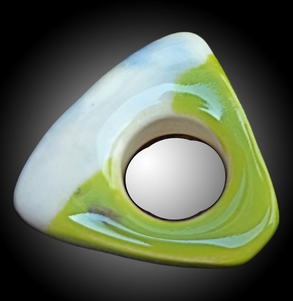 One-of-a-kind blue and white ceramic ring