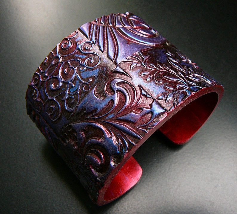 Oxidized copper polymer clay cuff bracelet image 2