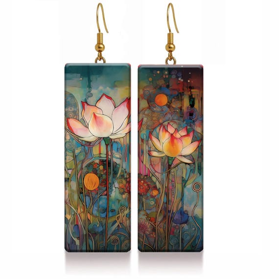Boho Lotus Bloom Earrings • Spiritual Nature‑Inspired Dangles