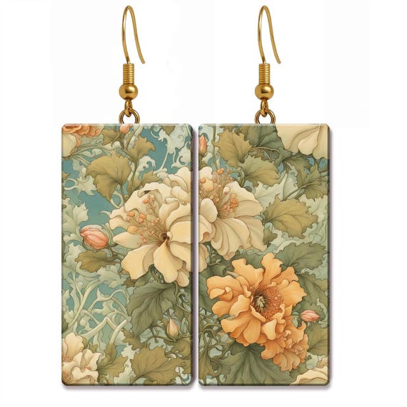 Art Nouveau Floral Earrings • Wearable Art