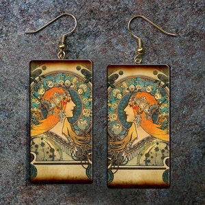 Art Nouveau polymer clay earrings