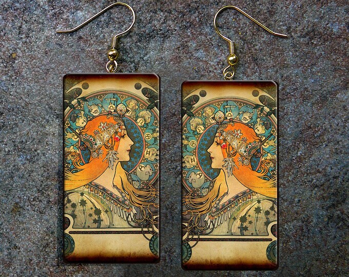 Art Nouveau polymer clay earrings