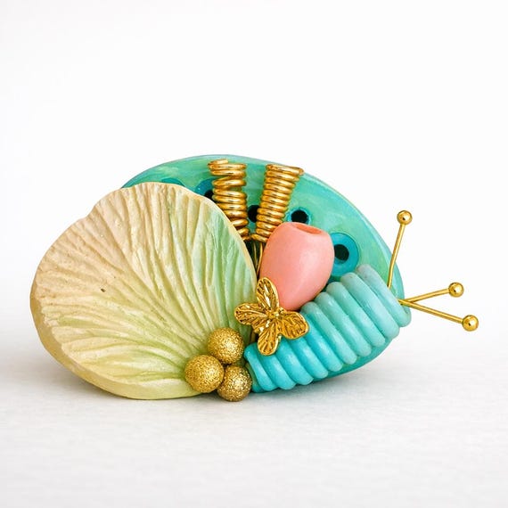 One-of-a-kind Organic Polymer Clay Pendant  – Handcrafted Wearable Art in Pastel colors