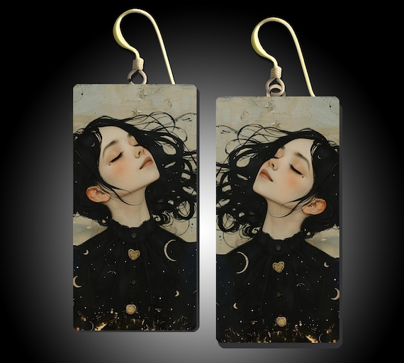 The wind in my hair art polymer clay earrings