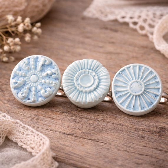 Handcrafted Ceramic Statement Ring • Glazed • One of a Kind • 1.5″ Diameter • Adjustable