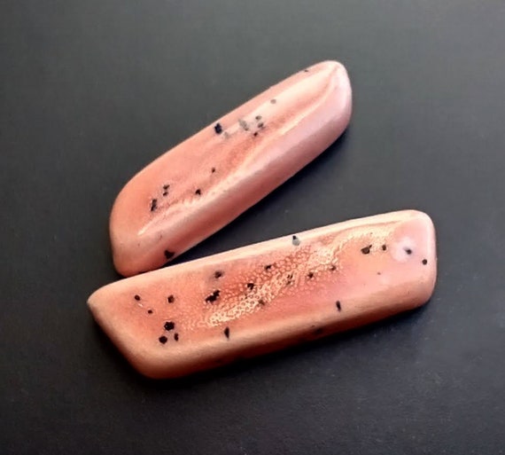 One-of-a-kind asymmetrical ceramic stud earrings