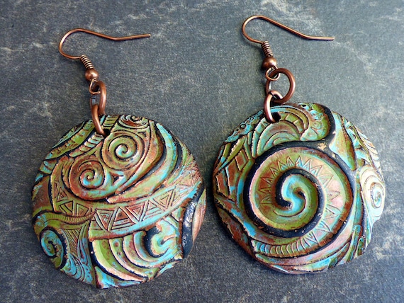 Swirls polymer clay earrings