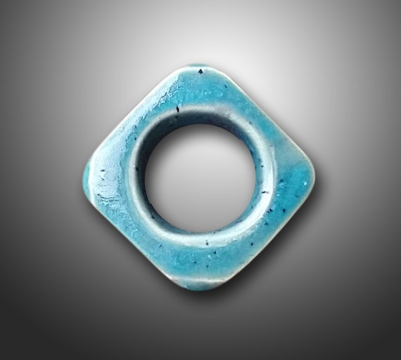 Ceramic asymmetrical blue ring