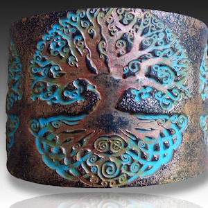Celtic tree polymer clay cuff bracelet