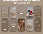 10 Editable Canva Instagram Story Template Ideas for Valentine's Day for Small Jewelry Business - Clean Minimal Aesthetic - 1080 x 1920