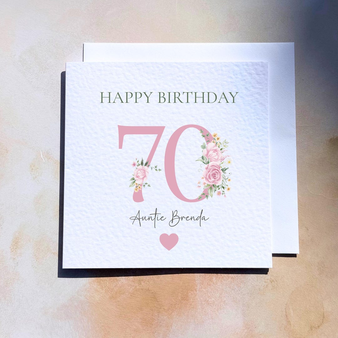Personalised 70th Birthday Card for Her, Floral Milestone Seventieth ...