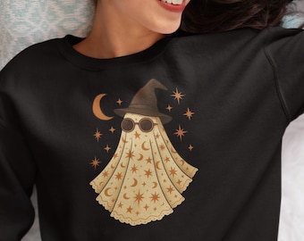 Retro Halloween Ghost PNG: Projekt koszulki z koronkową kokardą (pobranie cyfrowe)