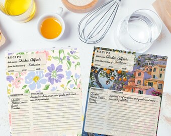 Printable Recipe Card Templates: 20 Unique Designs (Digital Download)