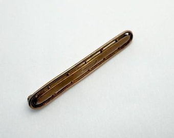 Antique Edwardian Bar Pin Brooch c. 1910 Gold Tone Minimalist Collar Pin