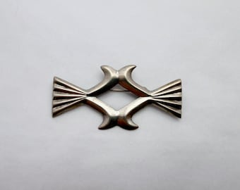 Vintage 50s Mexican Modernist Sterling Silver Abstract Brooch Taxco School